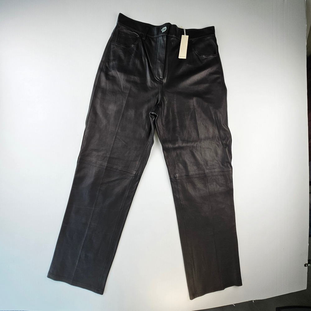 Rebecca Taylor Black Lamb Leather Crop Pants 8 Length 26" NWT $895 Luxury
